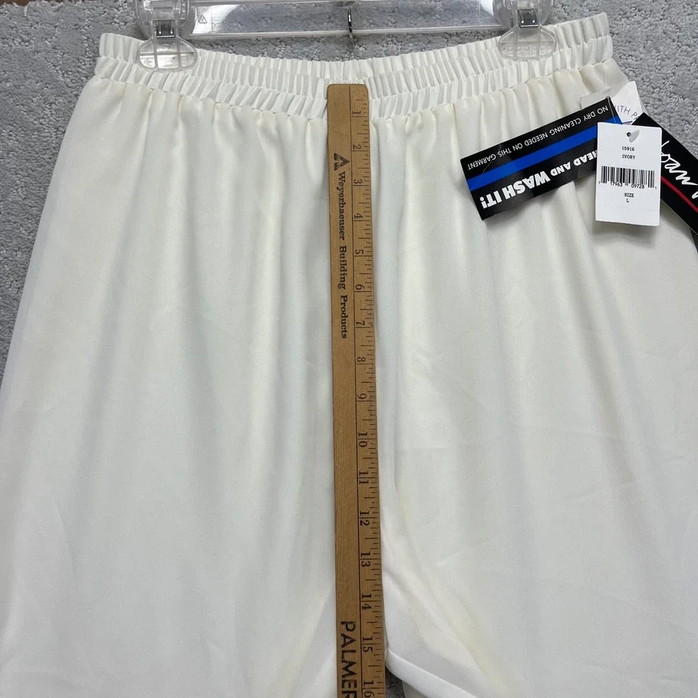 VINTAGE Joan Walters Pants Womens Large Ivory Wide Leg Palazzo Sheer Overlay NWT